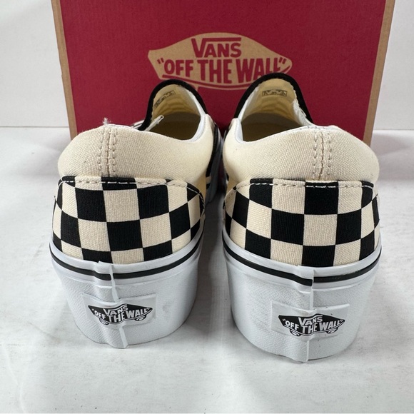 Vans Classic Slip-On Stackform Checkerboard Black Classic White Sneakers Women 8 - Picture 5 of 12